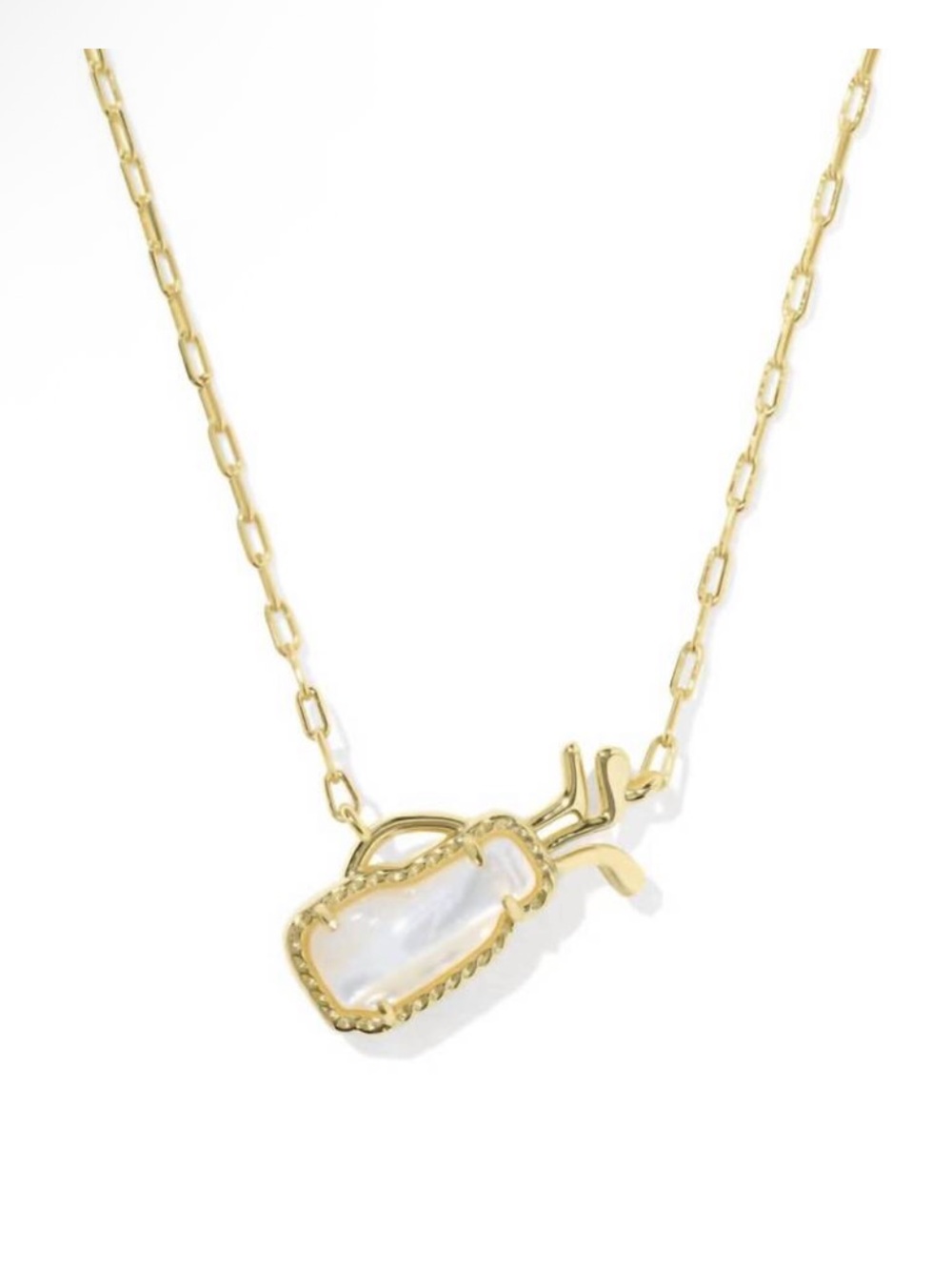 Kendra Scott ivory mother of pearl golf bag of clubs pendant necklace NEW $75